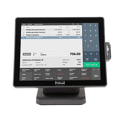 монитор сенсорный 15" poscenter eva-150 (15",p-cap touch - usb_n, msr_jpos, 3м каб.) черный (711)