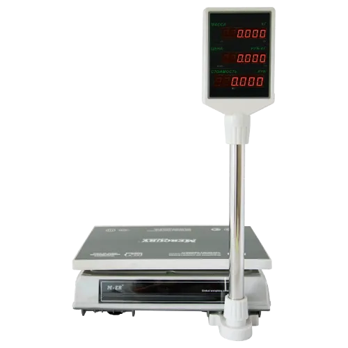 весы торговые m-er 326acp-15.2 с акб (стойка) led slim