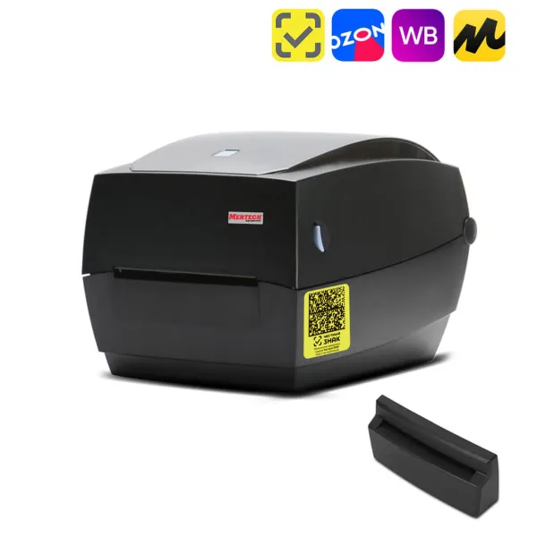 Комплект: термотрансферный принтер этикеток MERTECH TLP100 TERRA NOVA с отрезчиком (Ethernet, RS232, USB) black