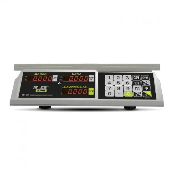 весы торговые m-er 326 ac -32.5 с акб без стойки led slim