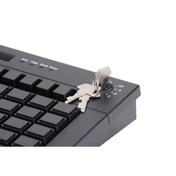 клавиатура программируемая poscenter s67b (67 клавиш, msr, ключ, usb), черная. (126060)